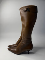 Gucci brown biker boots by Tom Ford