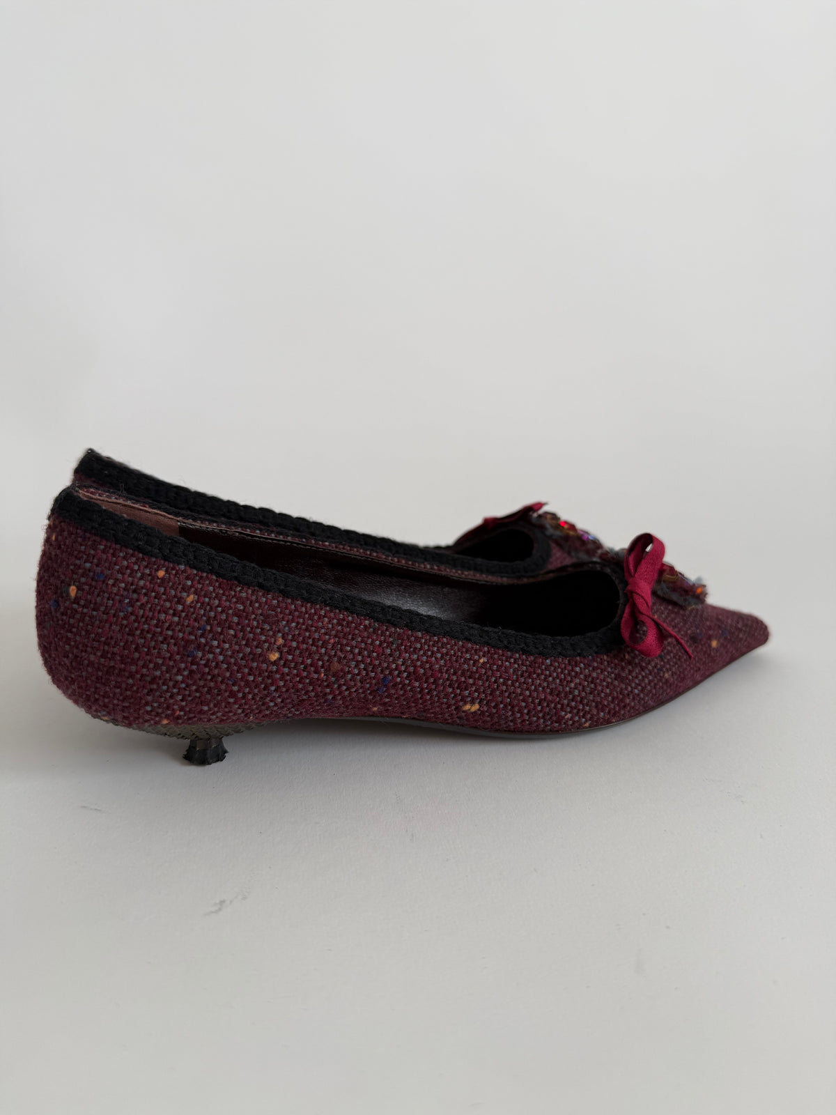 Prada burgundy embellished tweed 2000s