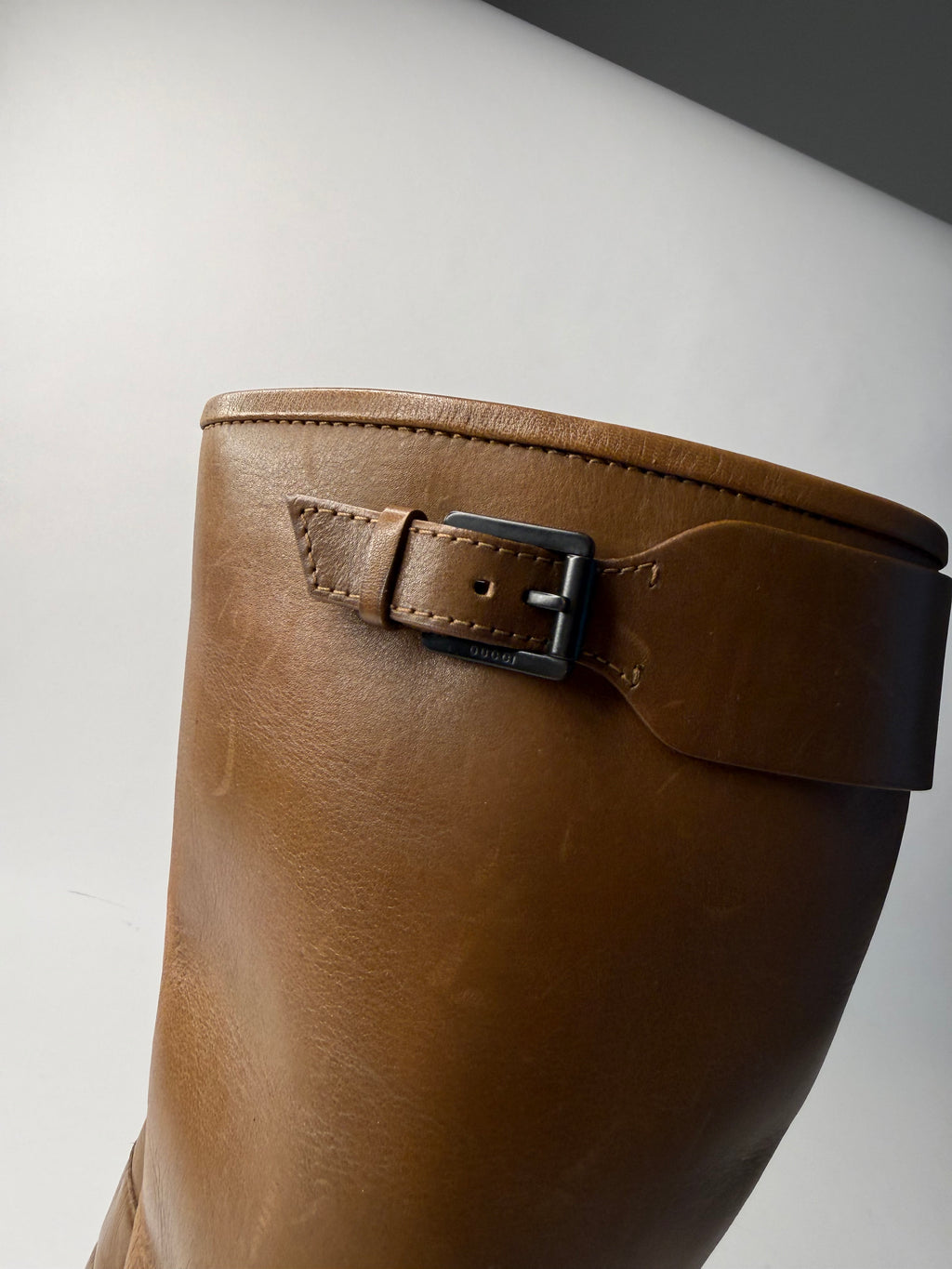 Gucci brown biker boots by Tom Ford