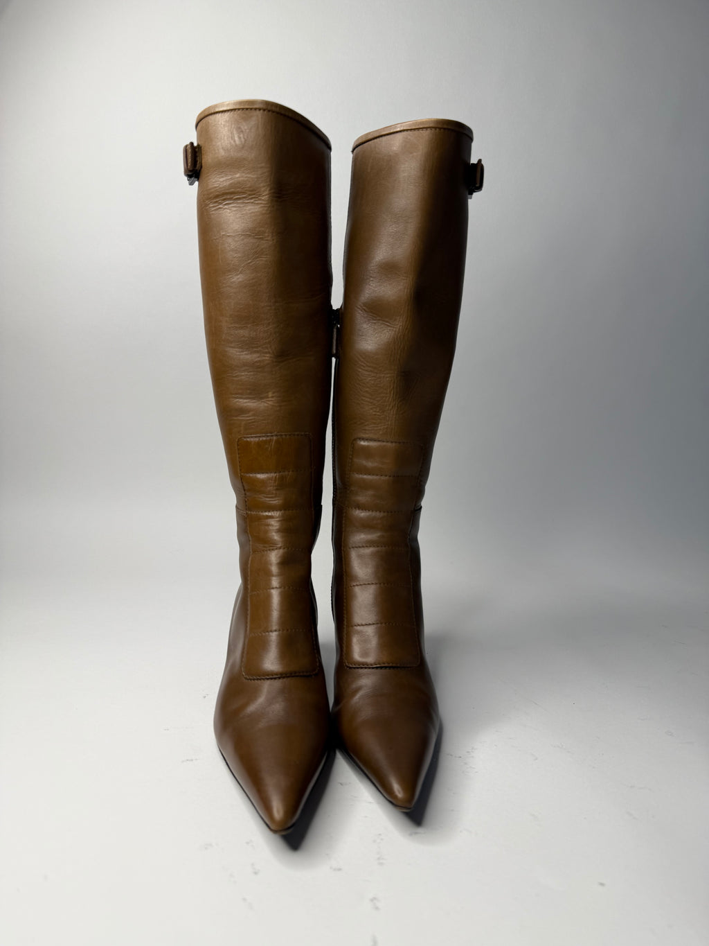 Gucci brown biker boots by Tom Ford