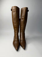 Gucci brown biker boots by Tom Ford