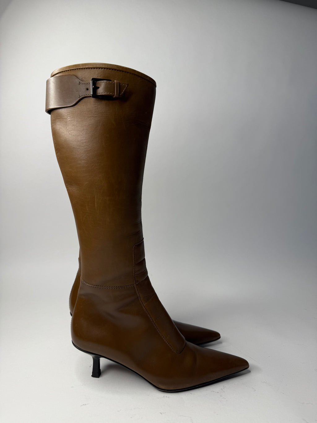 Gucci brown biker boots by Tom Ford