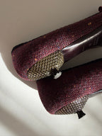 Prada burgundy embellished tweed 2000s