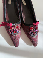 Prada burgundy embellished tweed 2000s