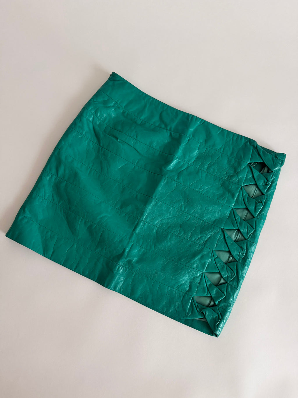 Gianni Versace SS 2003 Runway leather cut-out mini skirt