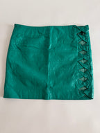 Gianni Versace SS 2003 Runway leather cut-out mini skirt