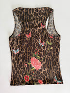 Blumarine leopard print silk embellished beads floral set 2000s