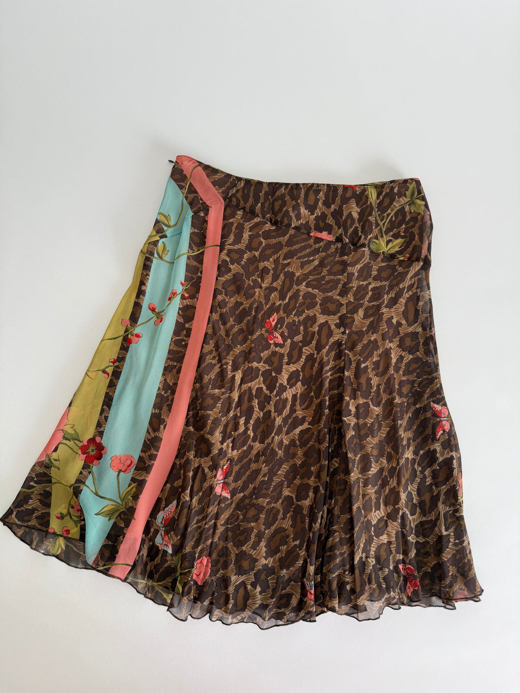 Blumarine leopard print silk embellished beads floral set 2000s
