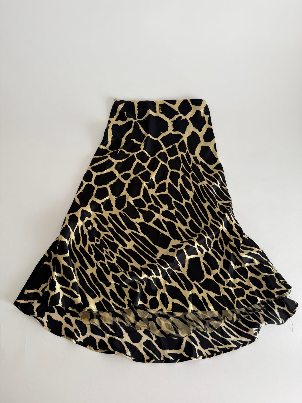 Roberto Cavalli FW 2000 silk giraffe print skirt Runway