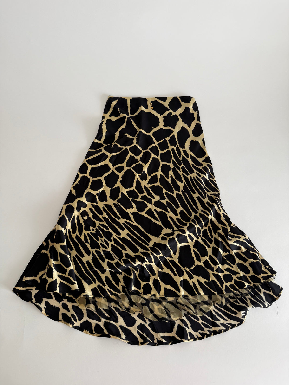 Roberto Cavalli FW 2000 silk giraffe print skirt Runway