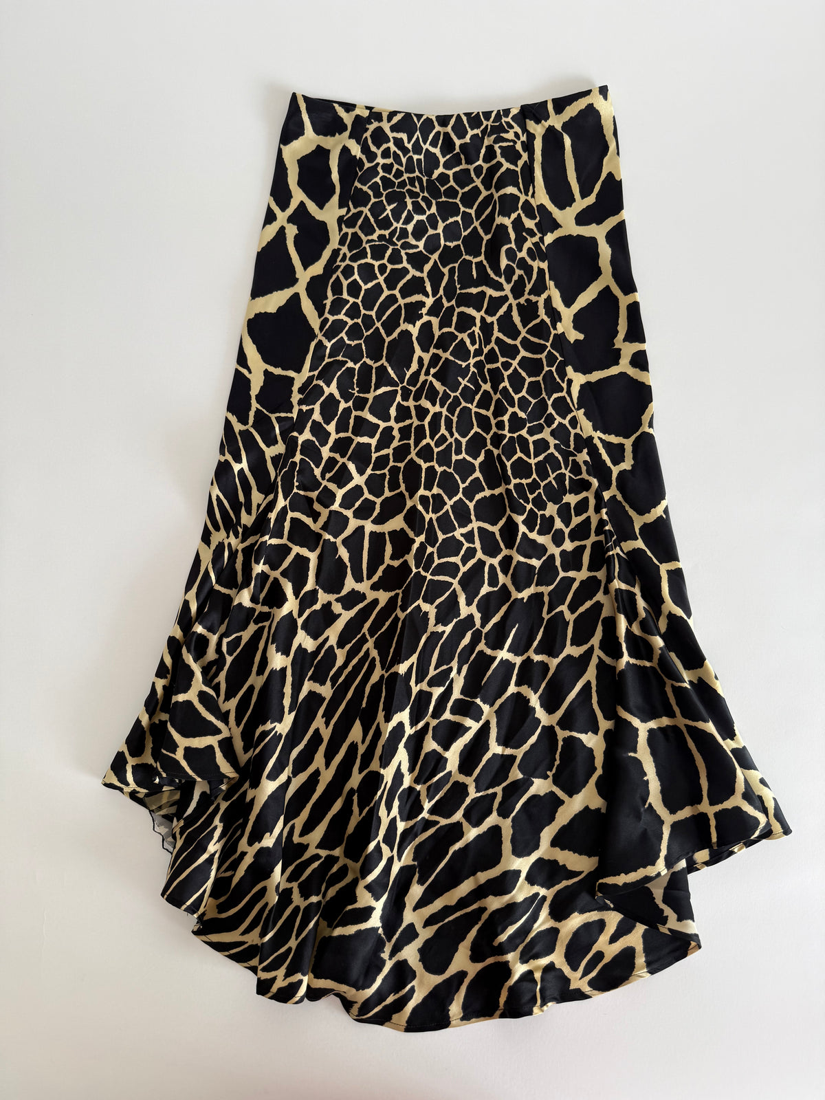 Roberto Cavalli FW 2000 silk giraffe print skirt Runway