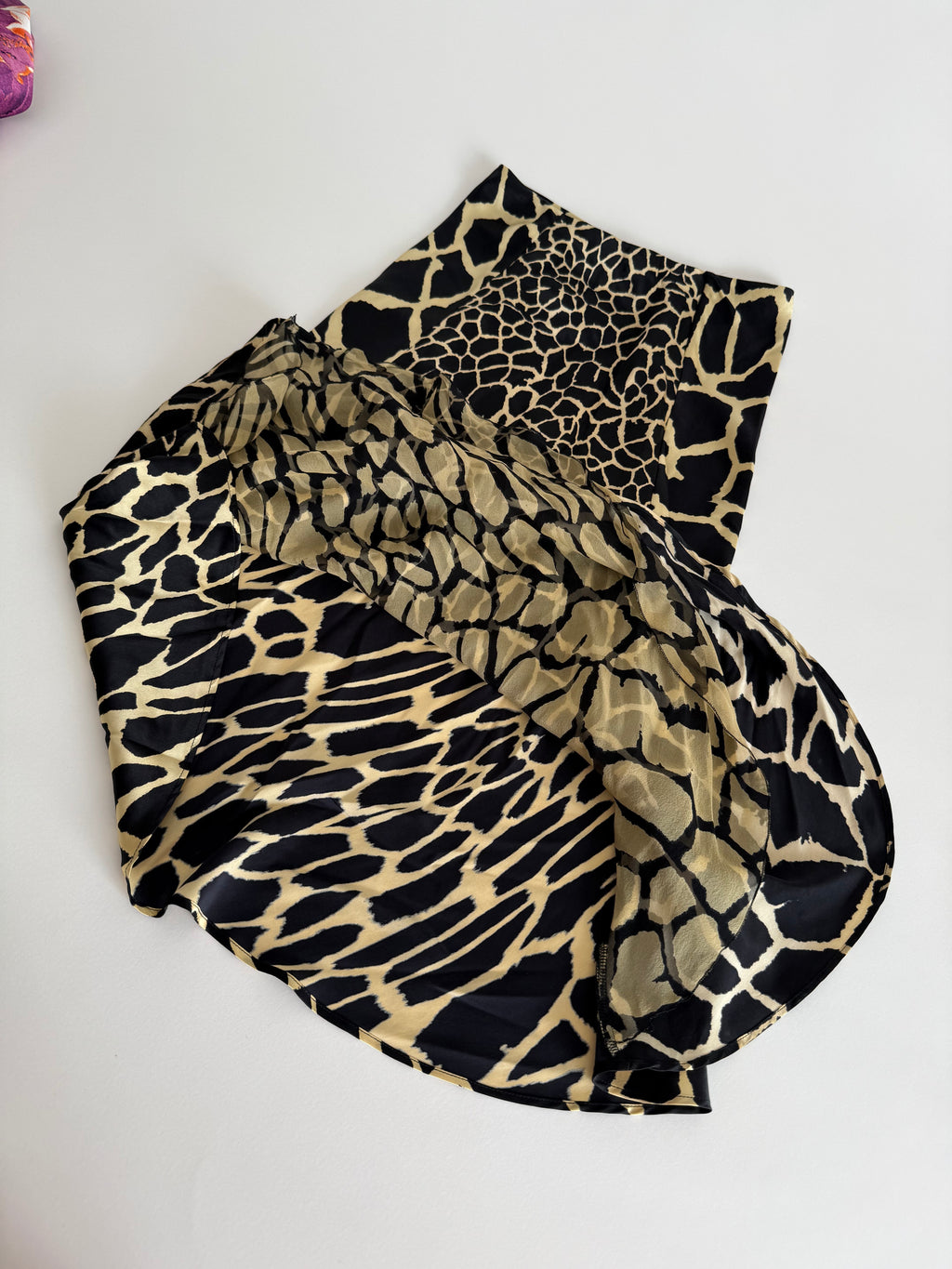 Roberto Cavalli FW 2000 silk giraffe print skirt Runway