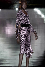 Roberto Cavalli FW 2000 silk giraffe print skirt Runway