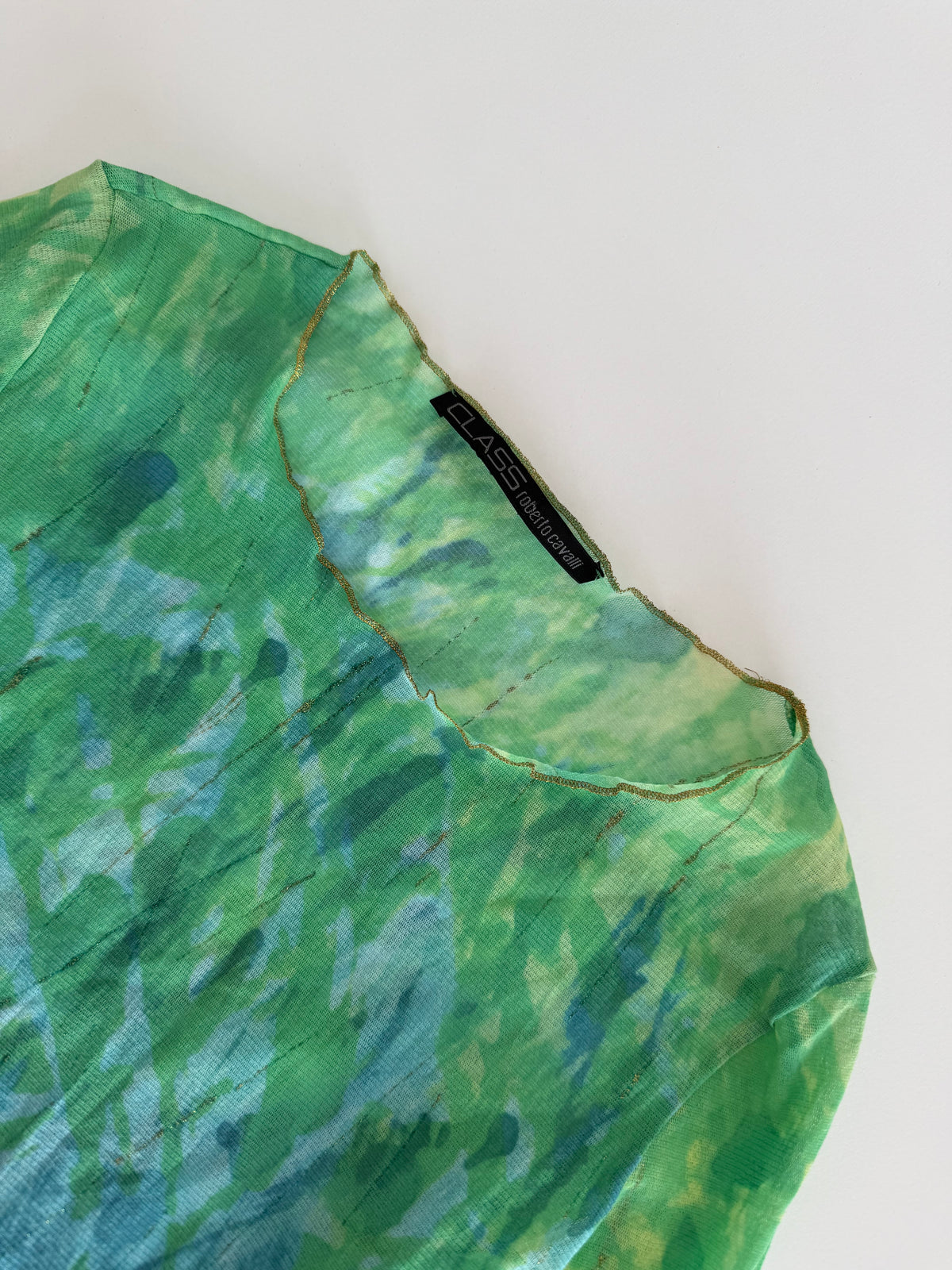Class Cavalli top 2000s green blue mesh sheer