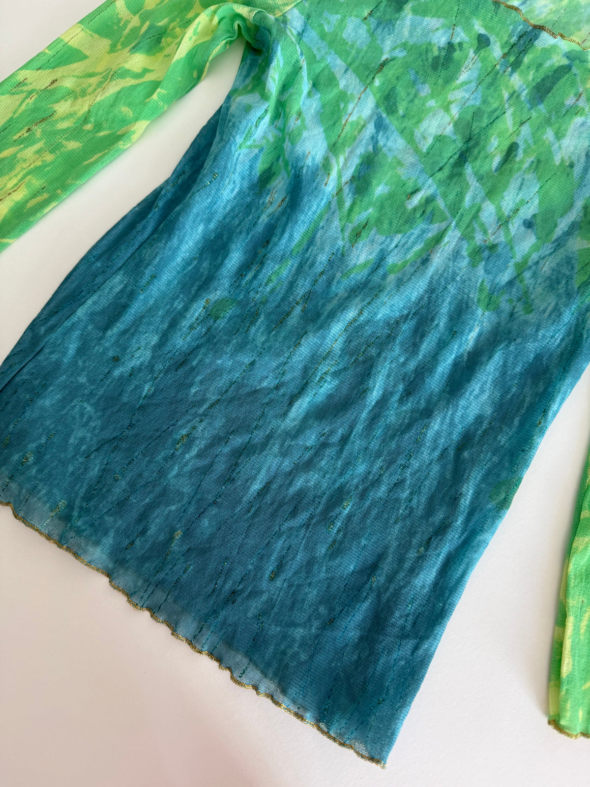 Class Cavalli top 2000s green blue mesh sheer