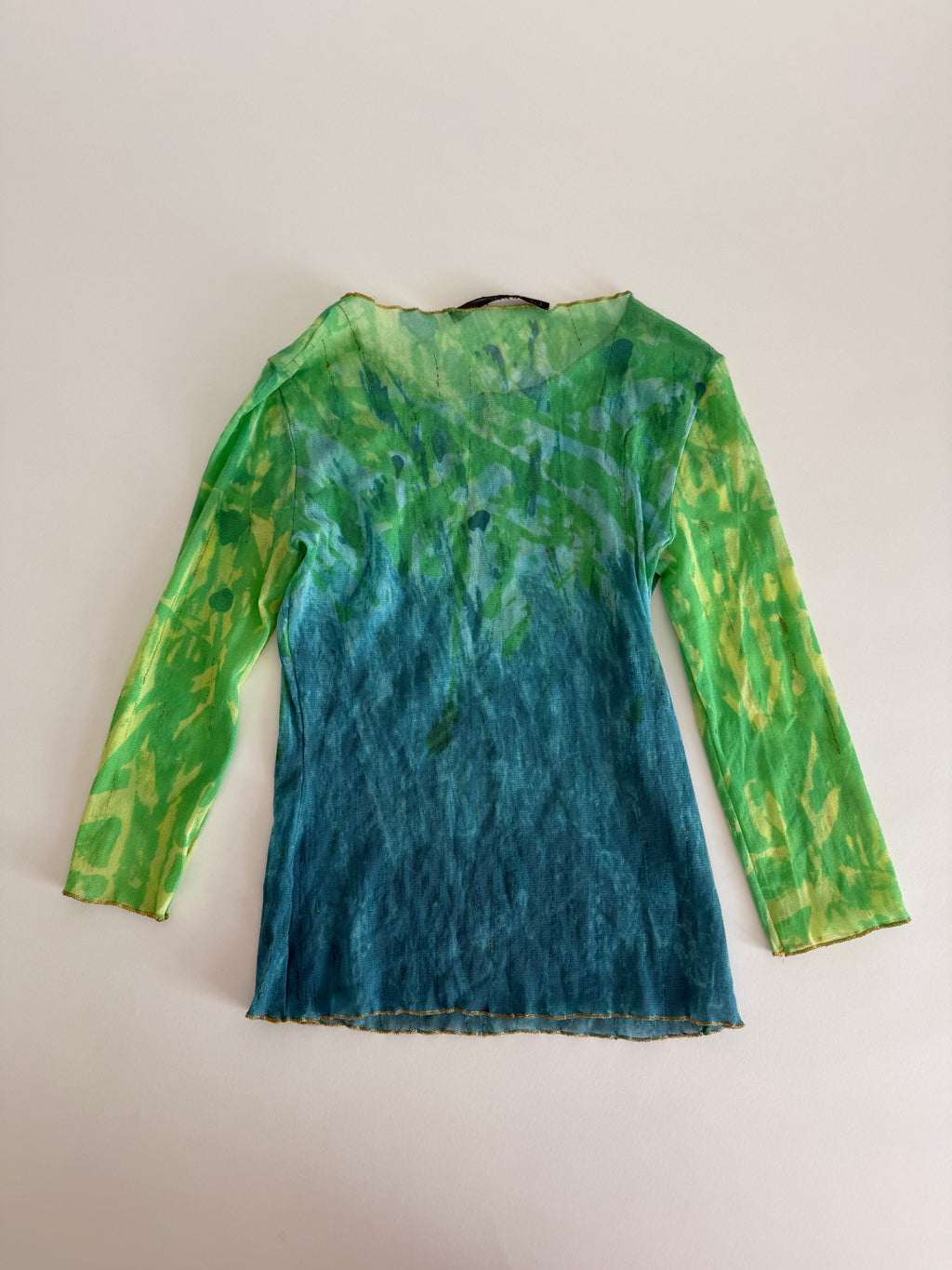 Class Cavalli top 2000s green blue mesh sheer