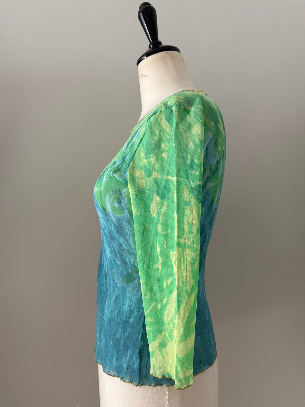 Class Cavalli top 2000s green blue mesh sheer