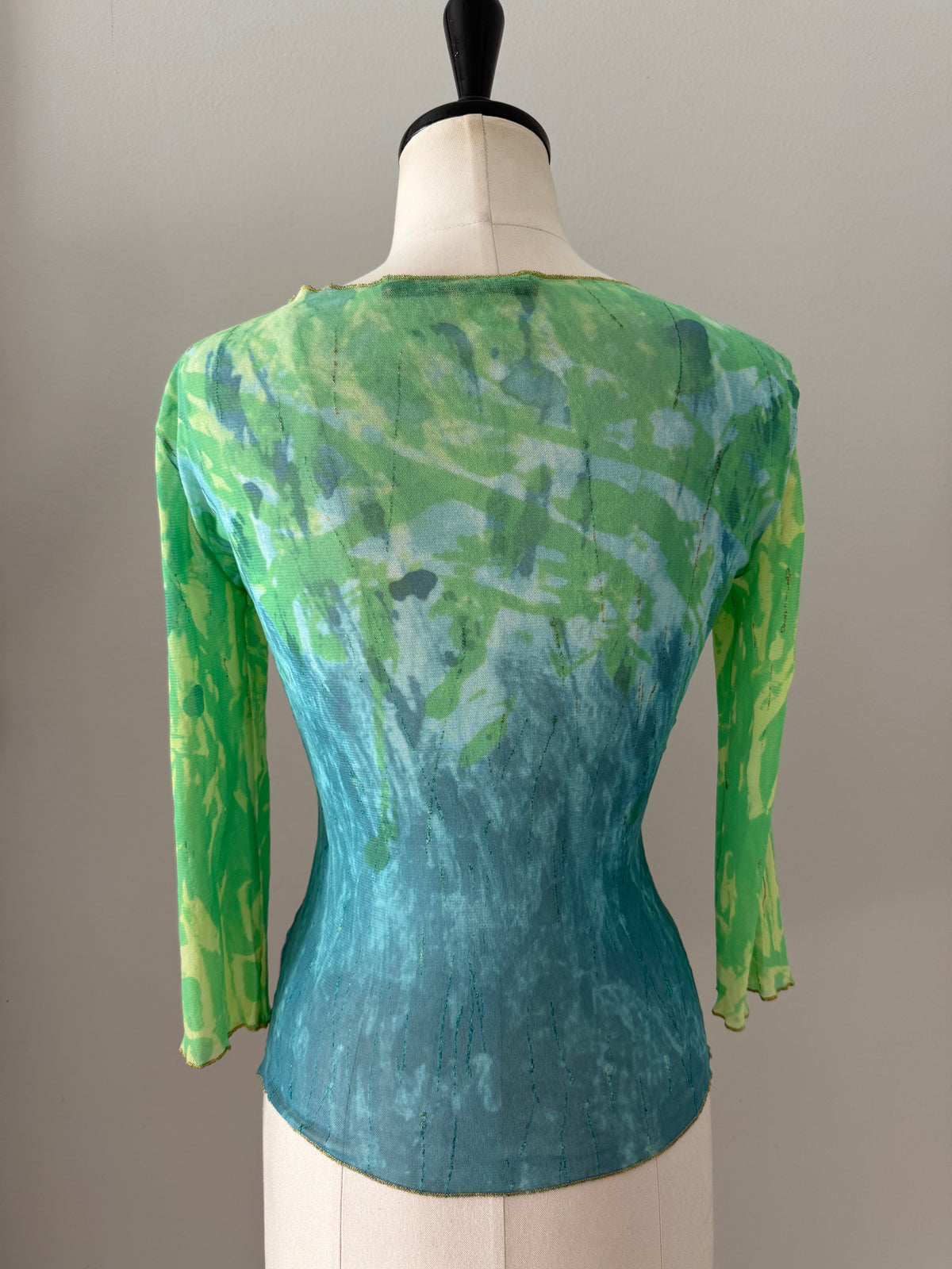 Class Cavalli top 2000s green blue mesh sheer