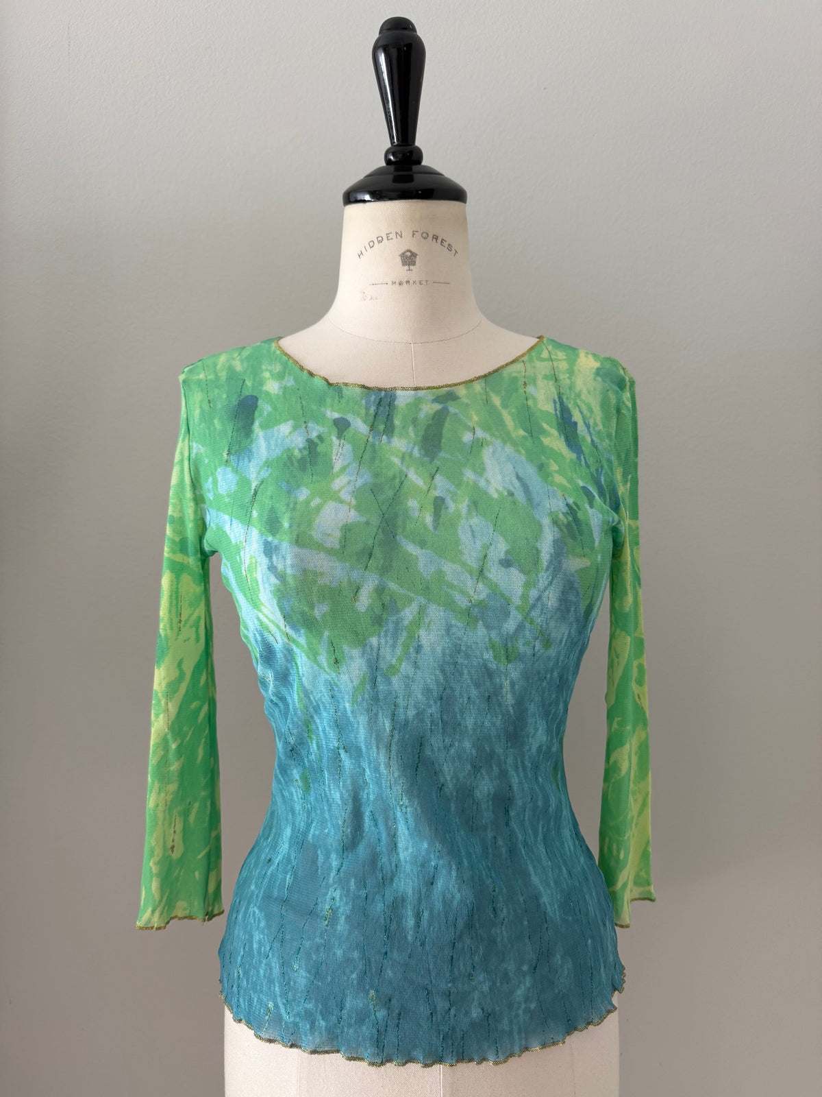Class Cavalli top 2000s green blue mesh sheer