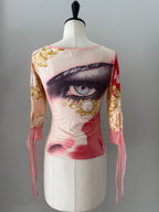 Roberto Cavalli SS 2001 Long-sleeved eye t-shirt