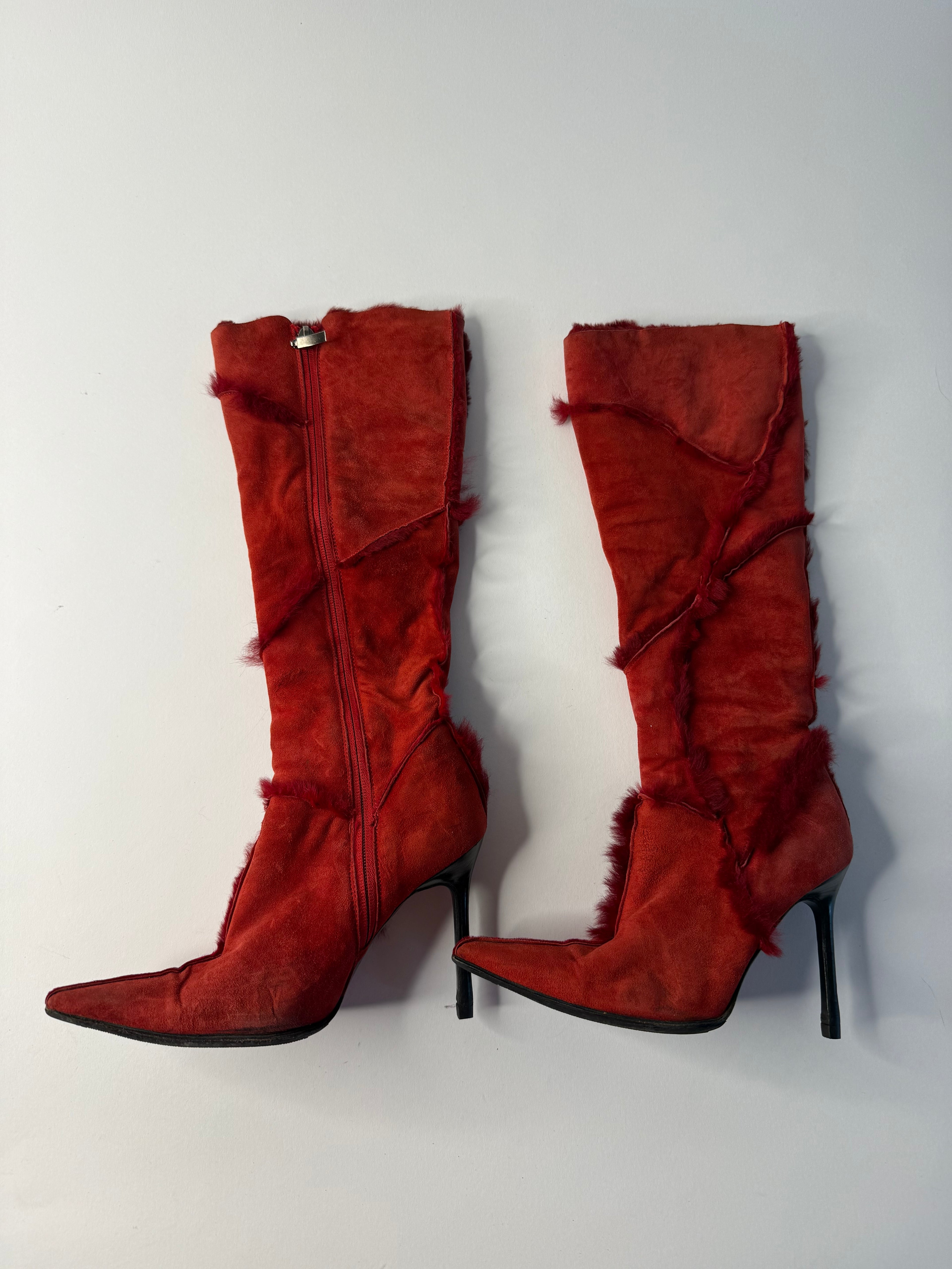 Cesare Paciotti F/W 2002 red shearling boots