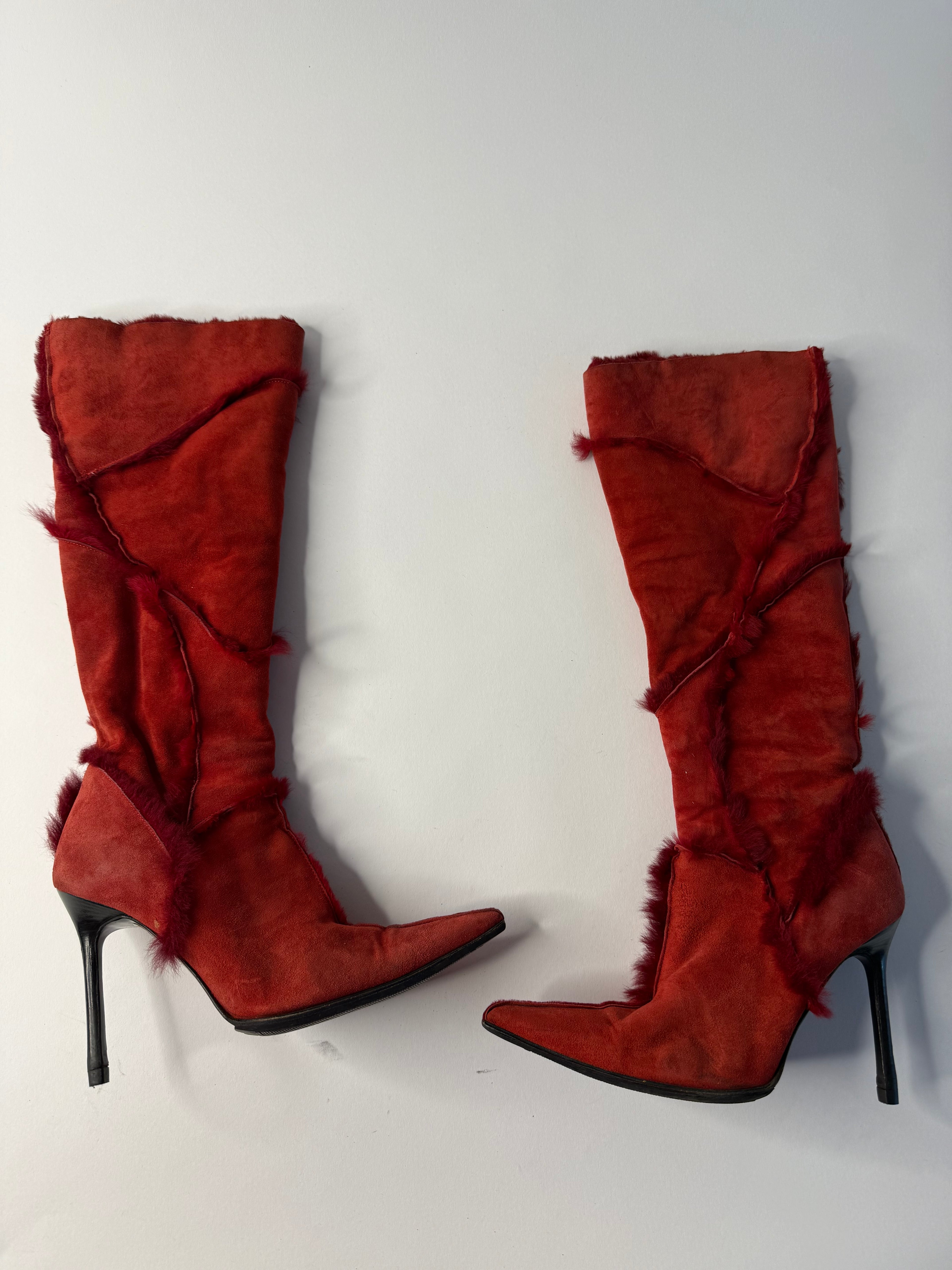 Cesare Paciotti F/W 2002 red shearling boots