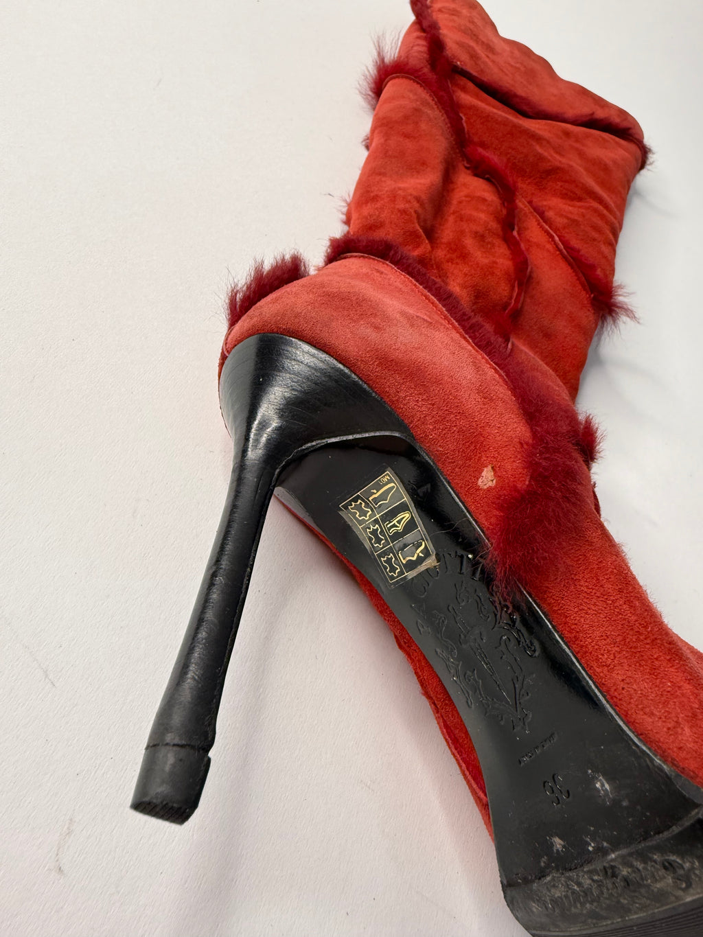 Cesare Paciotti F/W 2002 red shearling boots