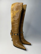 Roberto Cavalli 2000s distressed tan boots