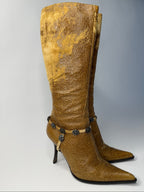 Roberto Cavalli 2000s distressed tan boots