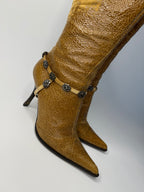 Roberto Cavalli 2000s distressed tan boots