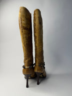 Roberto Cavalli 2000s distressed tan boots