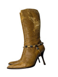 Roberto Cavalli 2000s distressed tan boots