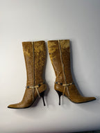 Roberto Cavalli 2000s distressed tan boots