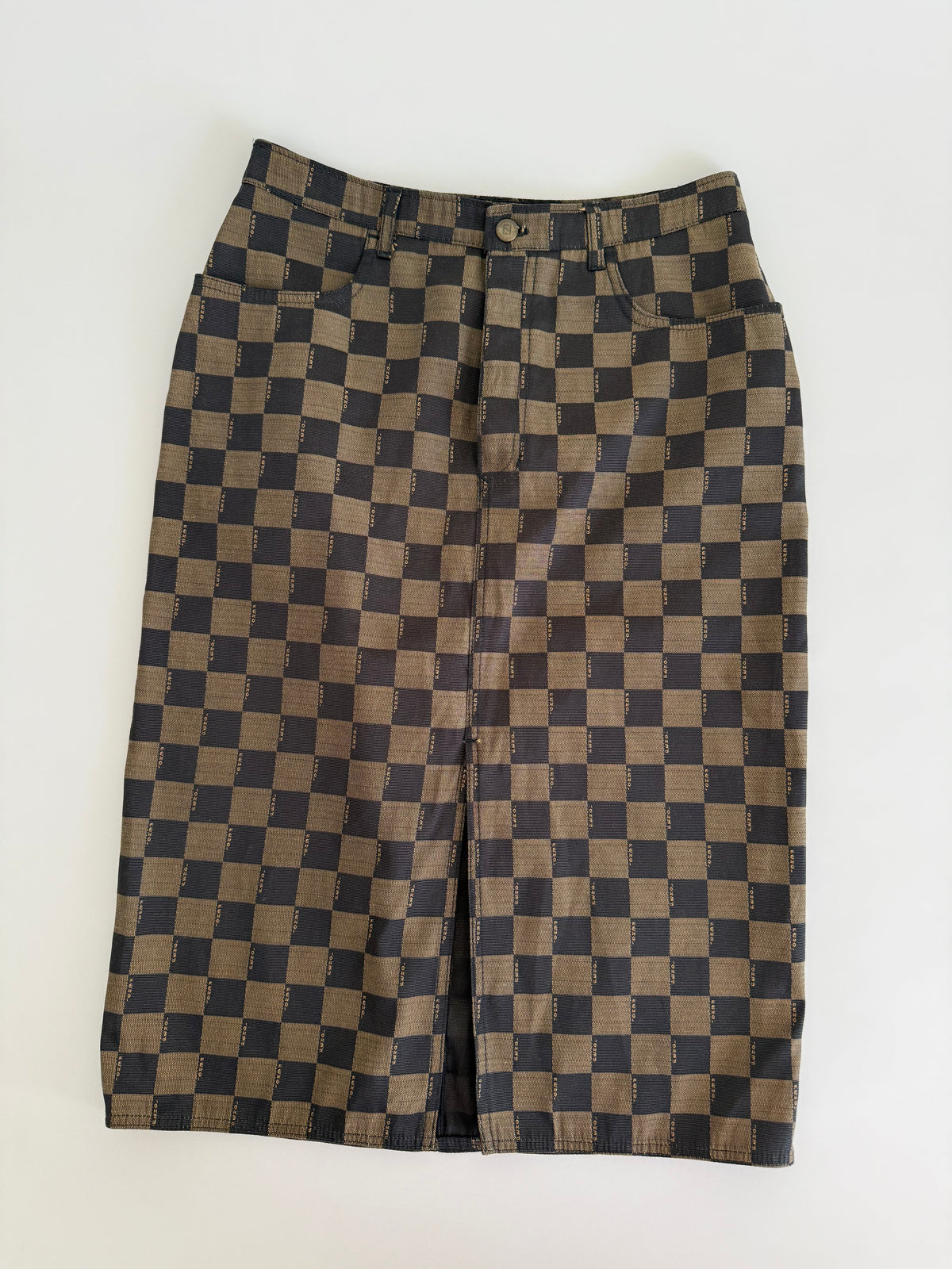 Fendi 90s checkerboard zucca knee-length skirt