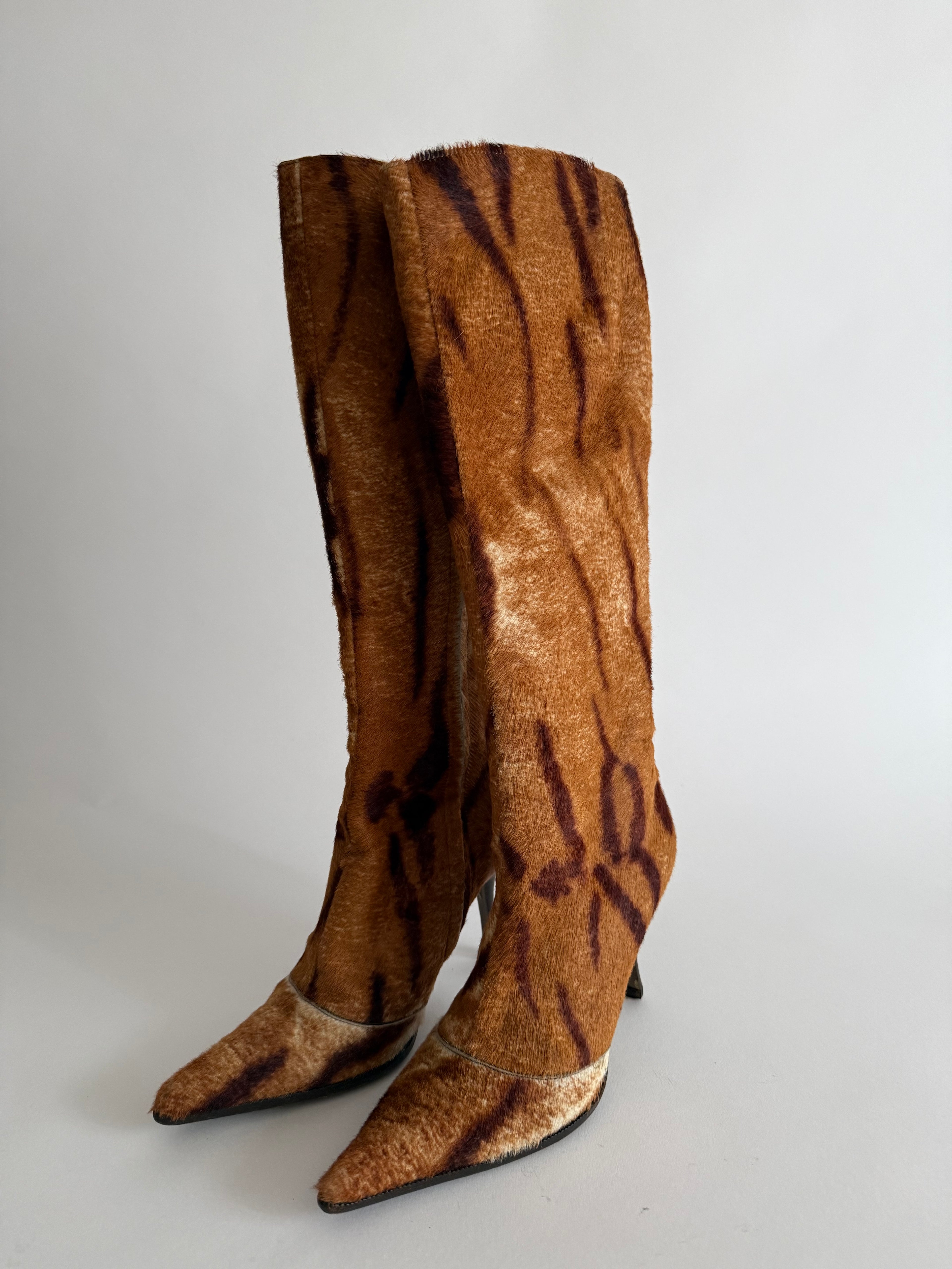 Roberto Cavalli 2000s pony zebbrett multibrown boots