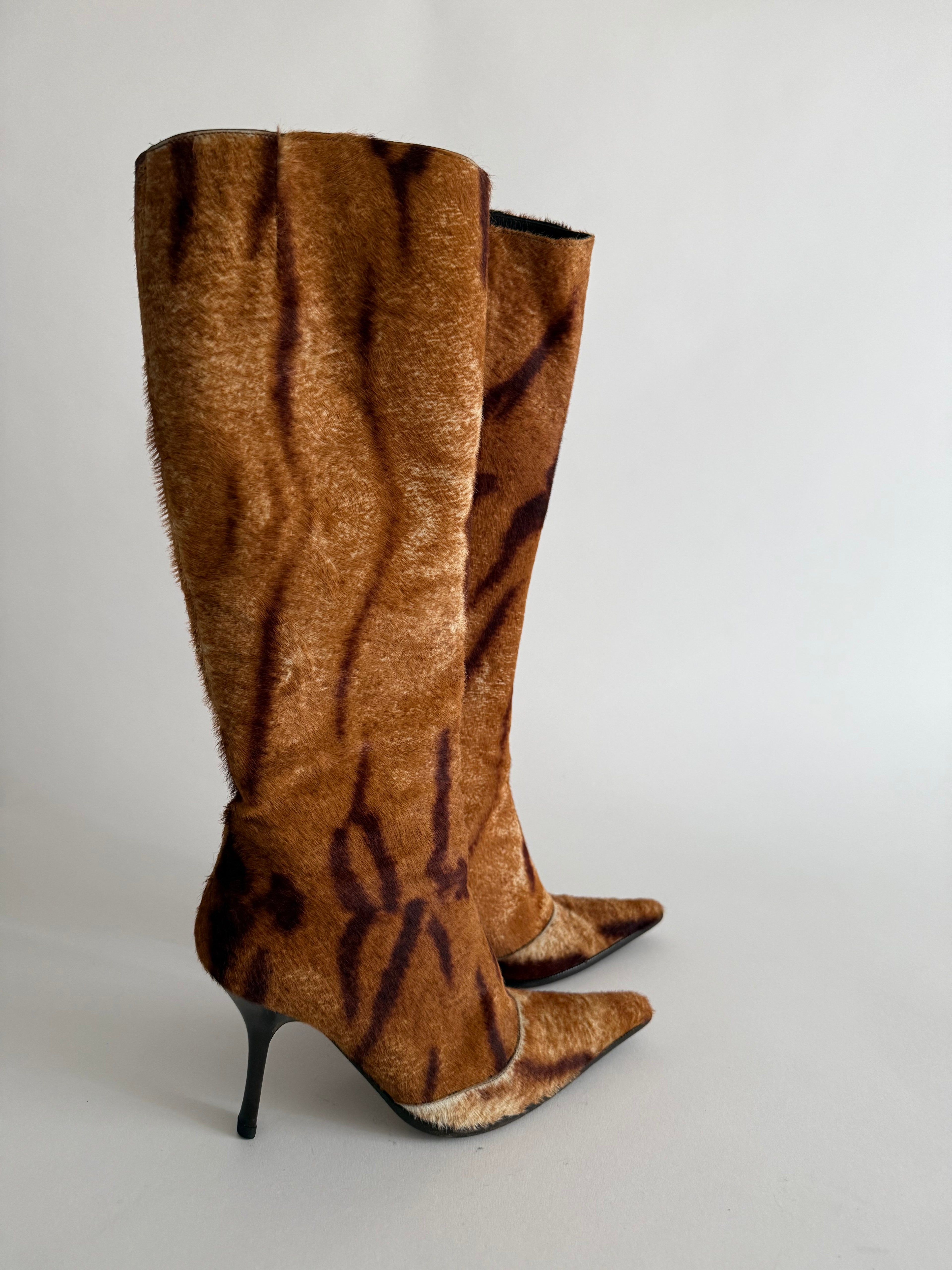 Roberto Cavalli 2000s pony zebbrett multibrown boots