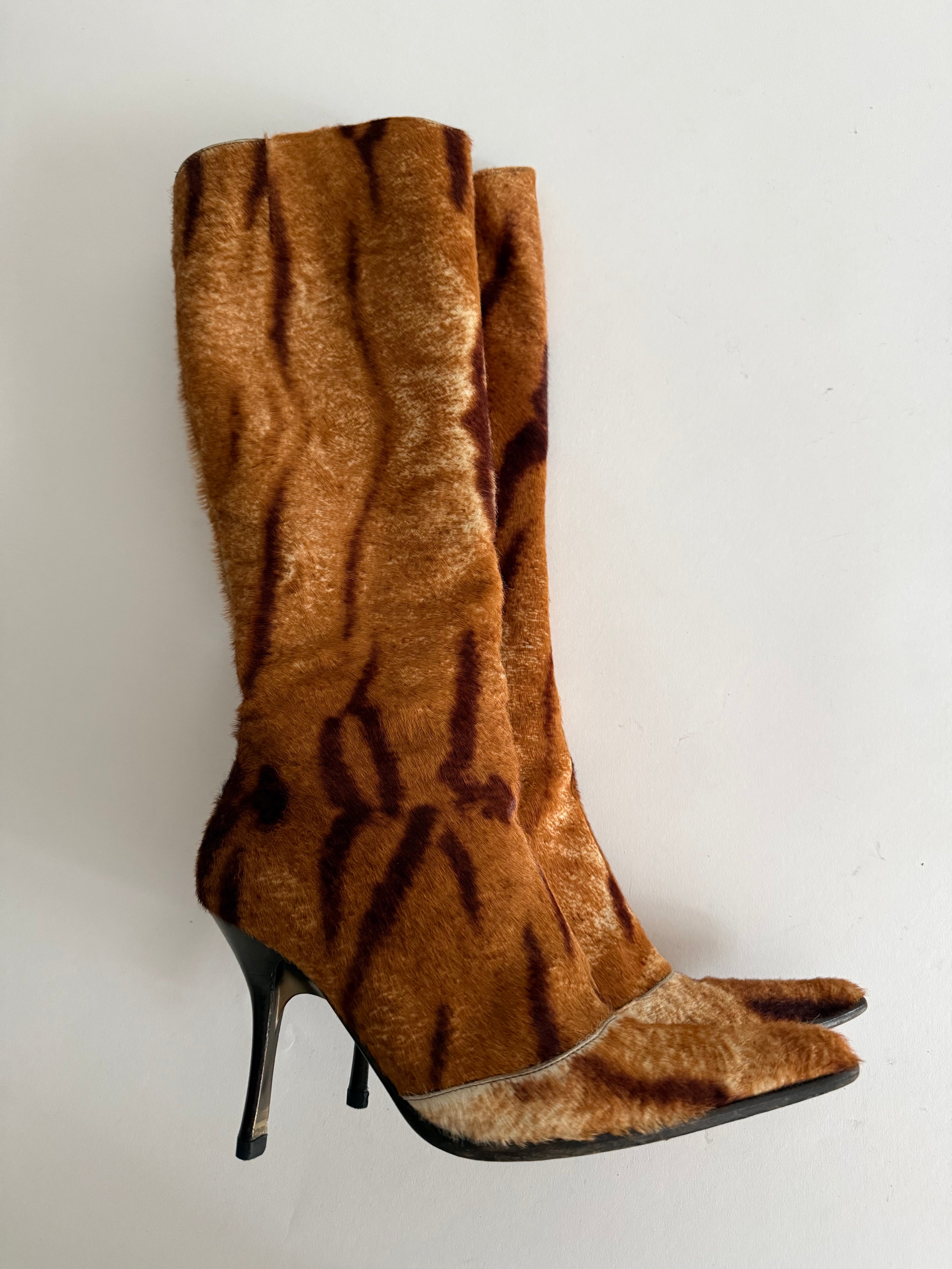 Roberto Cavalli 2000s pony zebbrett multibrown boots