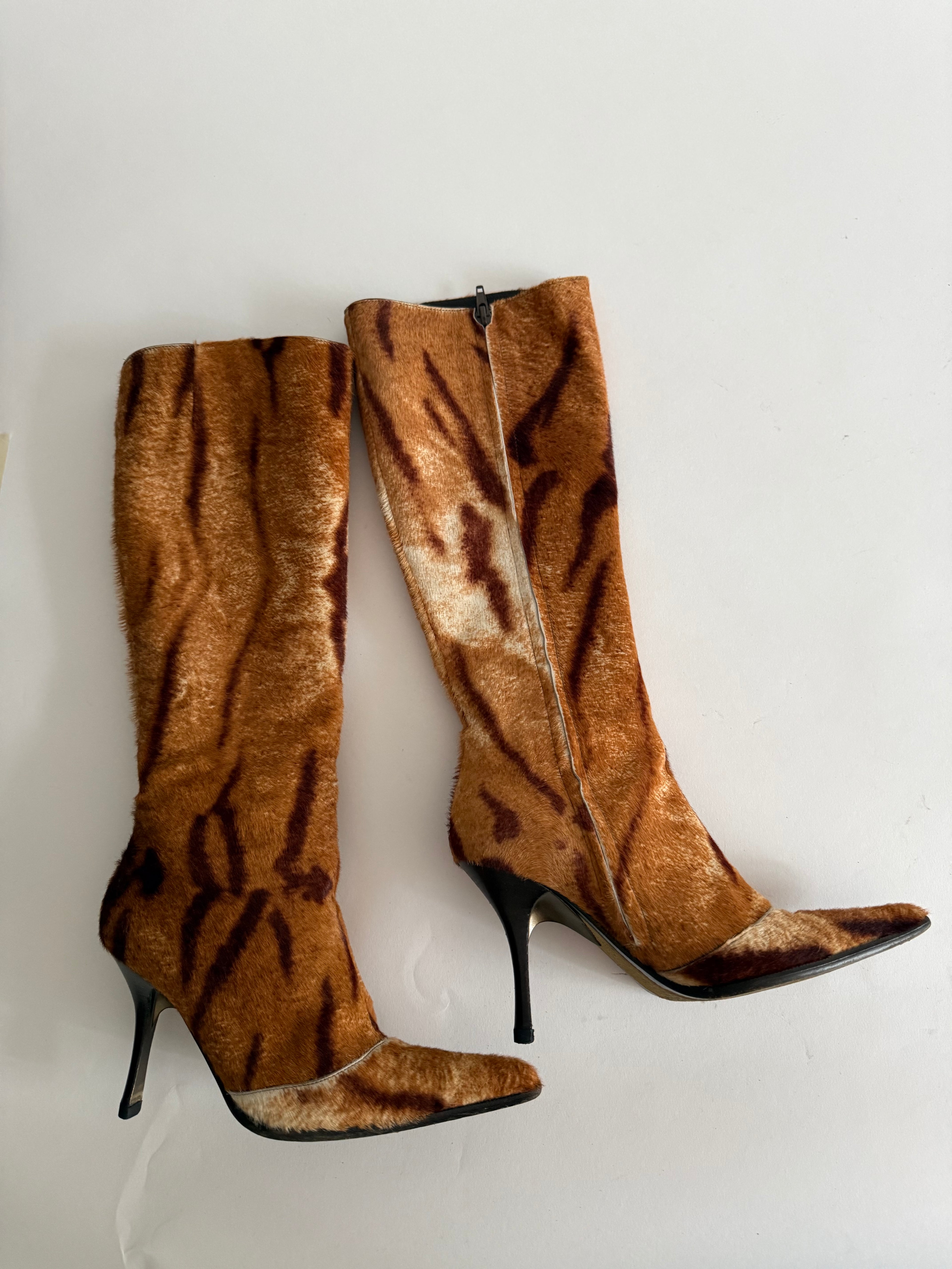 Roberto Cavalli 2000s pony zebbrett multibrown boots