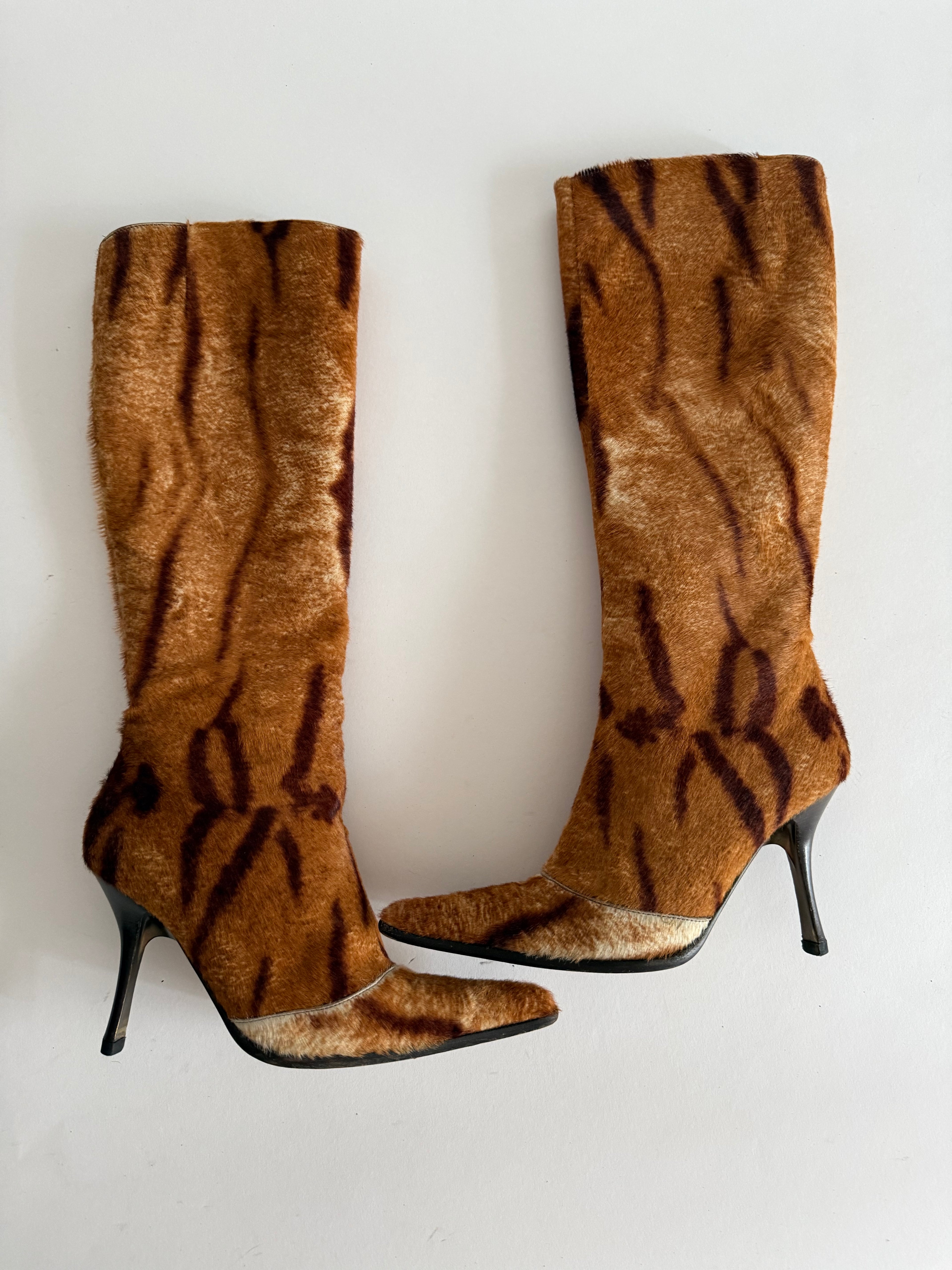 Roberto Cavalli 2000s pony zebbrett multibrown boots