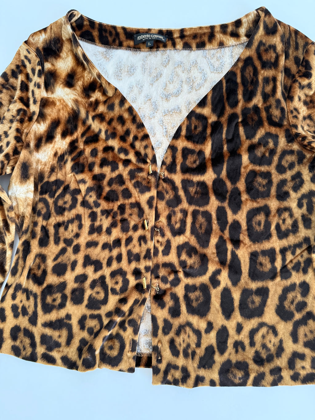 Roberto Cavalli cardigan FW 2000 Leo print velvet