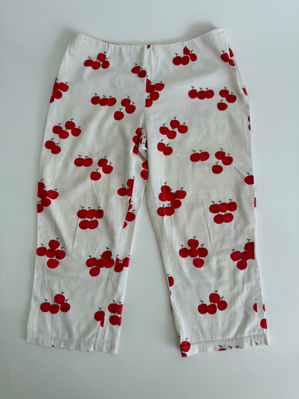 Moschino cherry print white pants 2000s