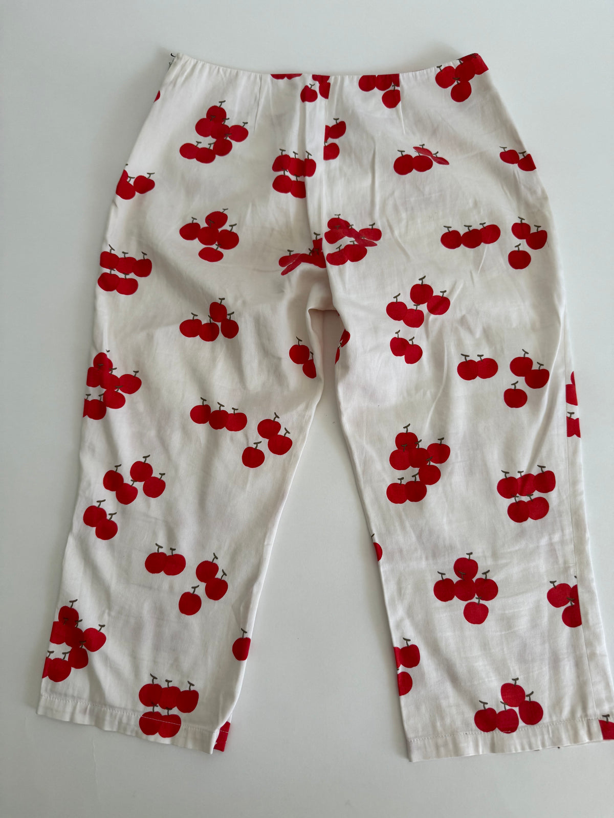 Moschino cherry print white pants 2000s