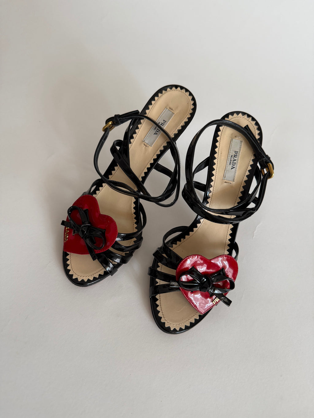 Prada red shiny heart sandals