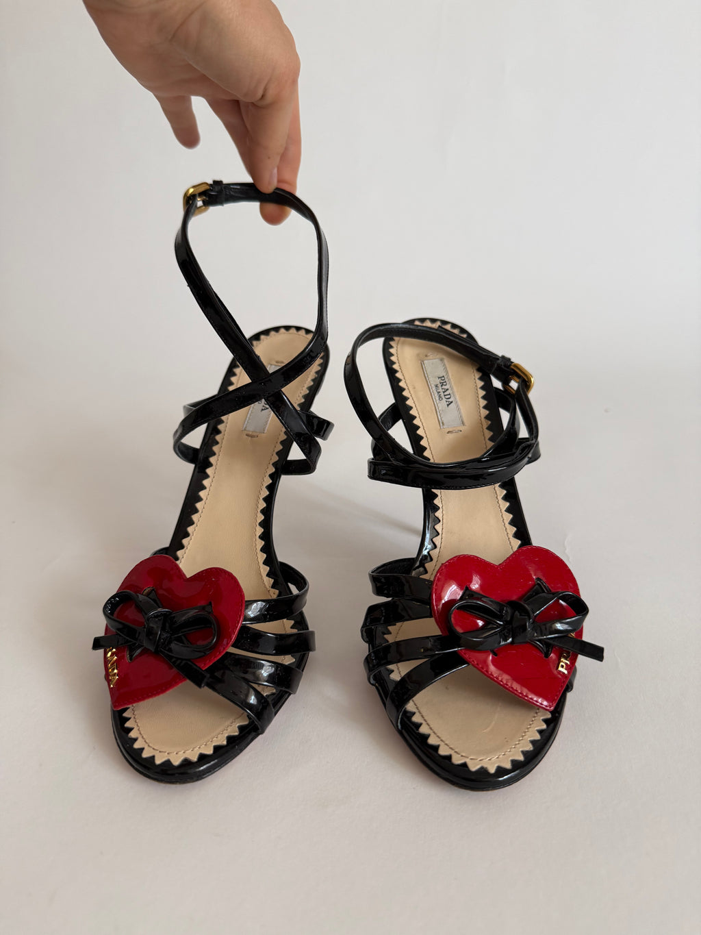 Prada red shiny heart sandals
