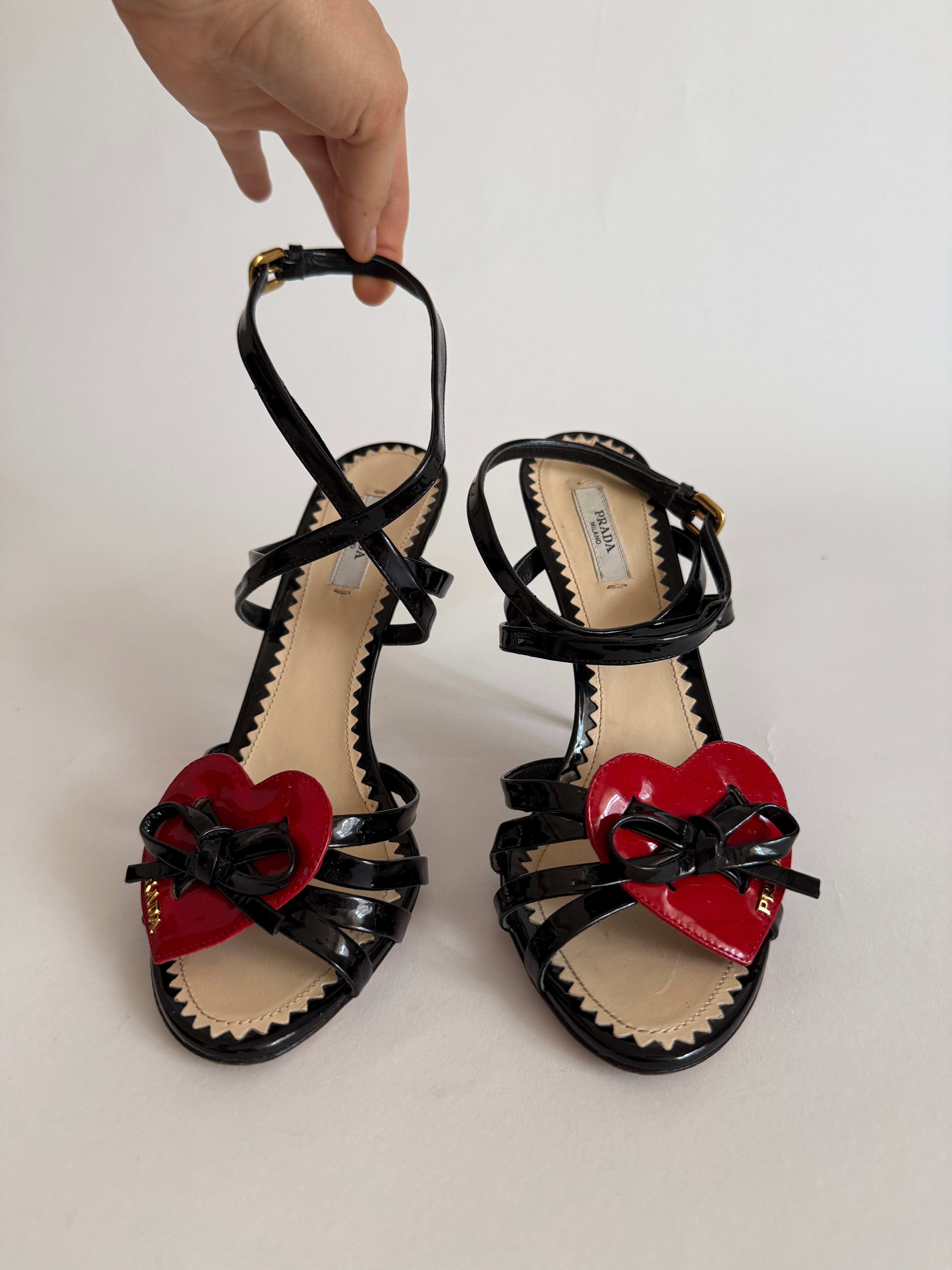 Prada red shiny heart sandals