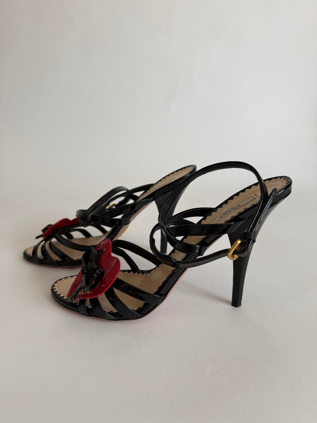 Prada red shiny heart sandals
