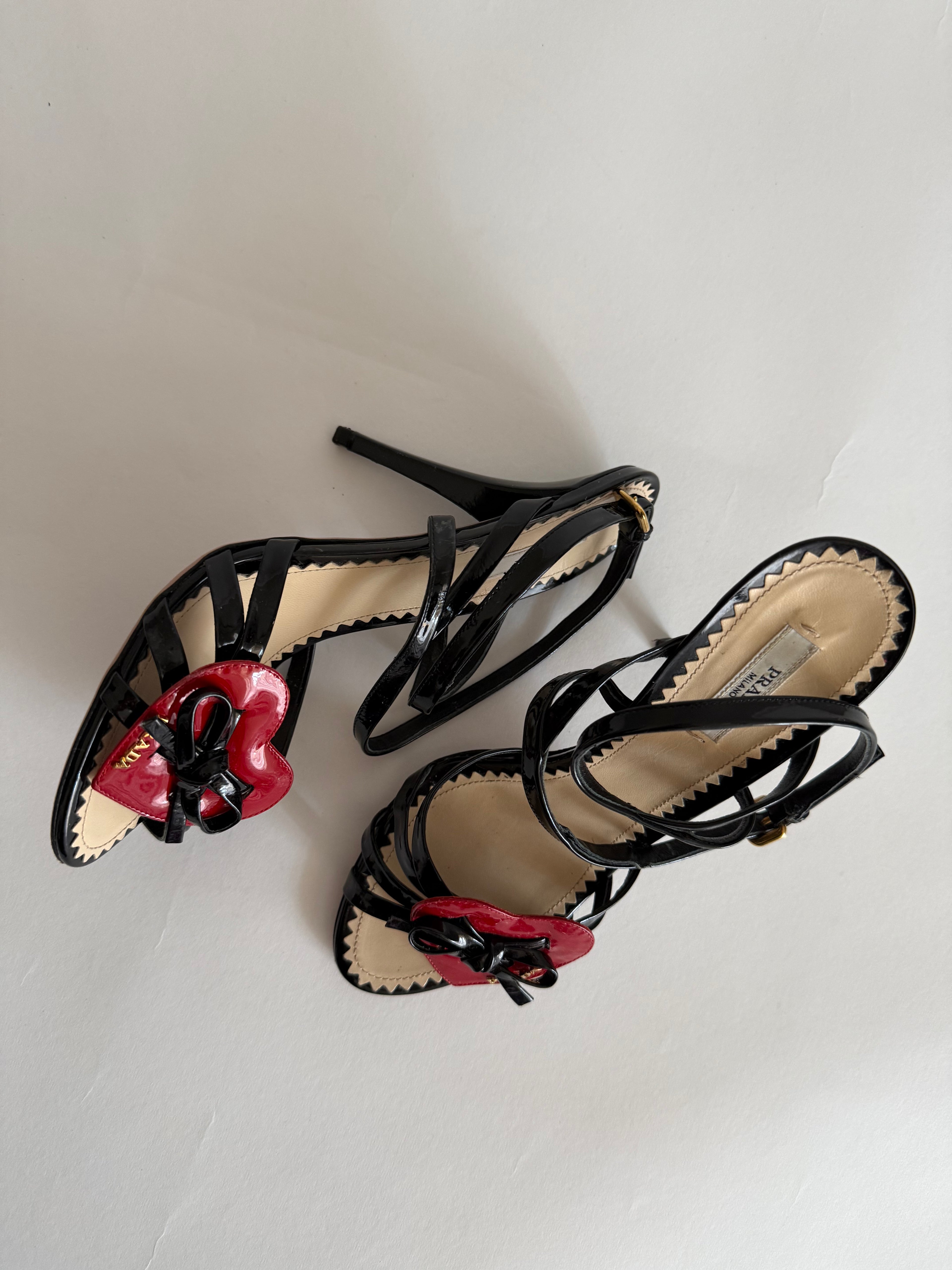 Prada red shiny heart sandals