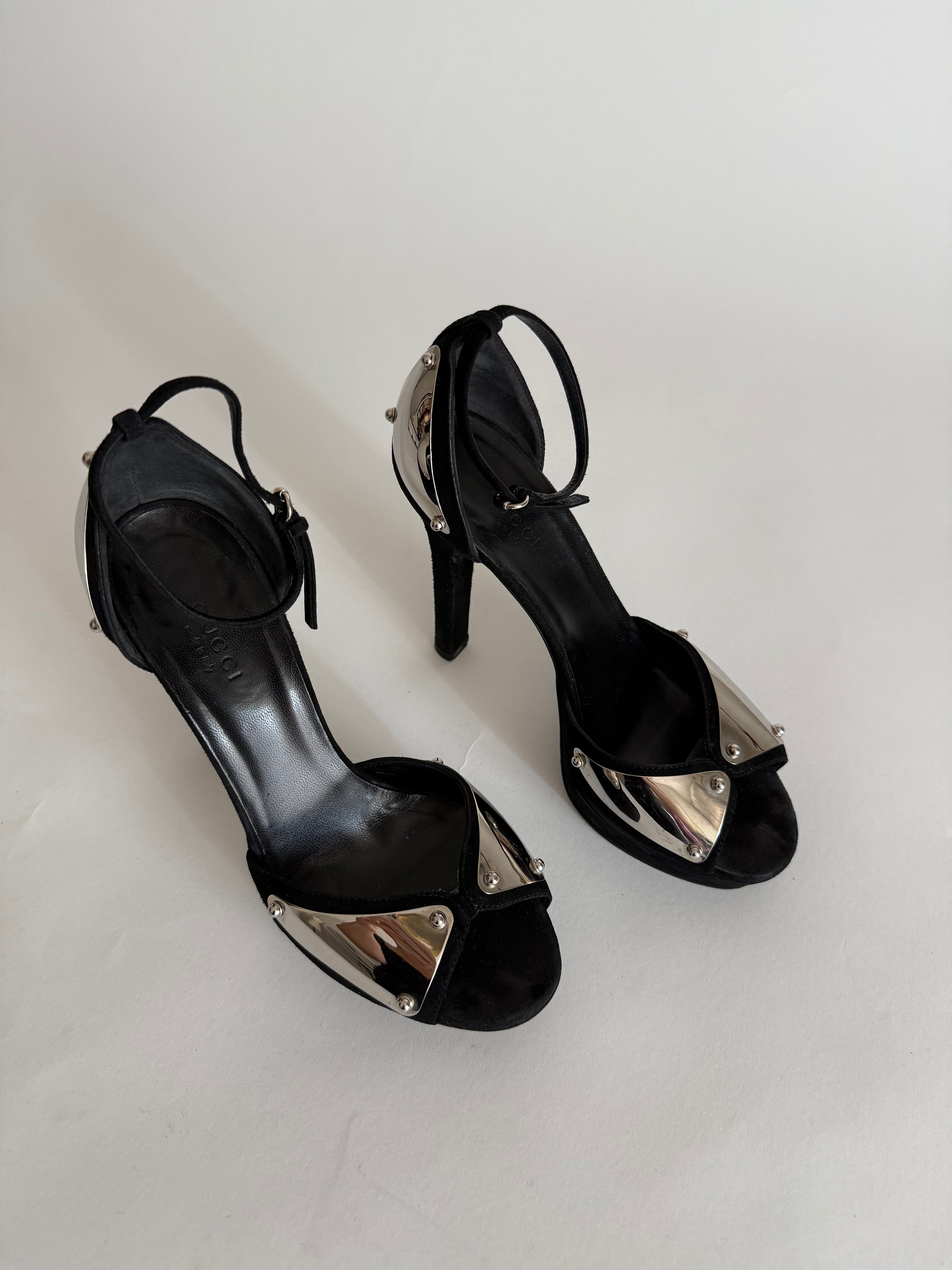 Gucci black silver heels
