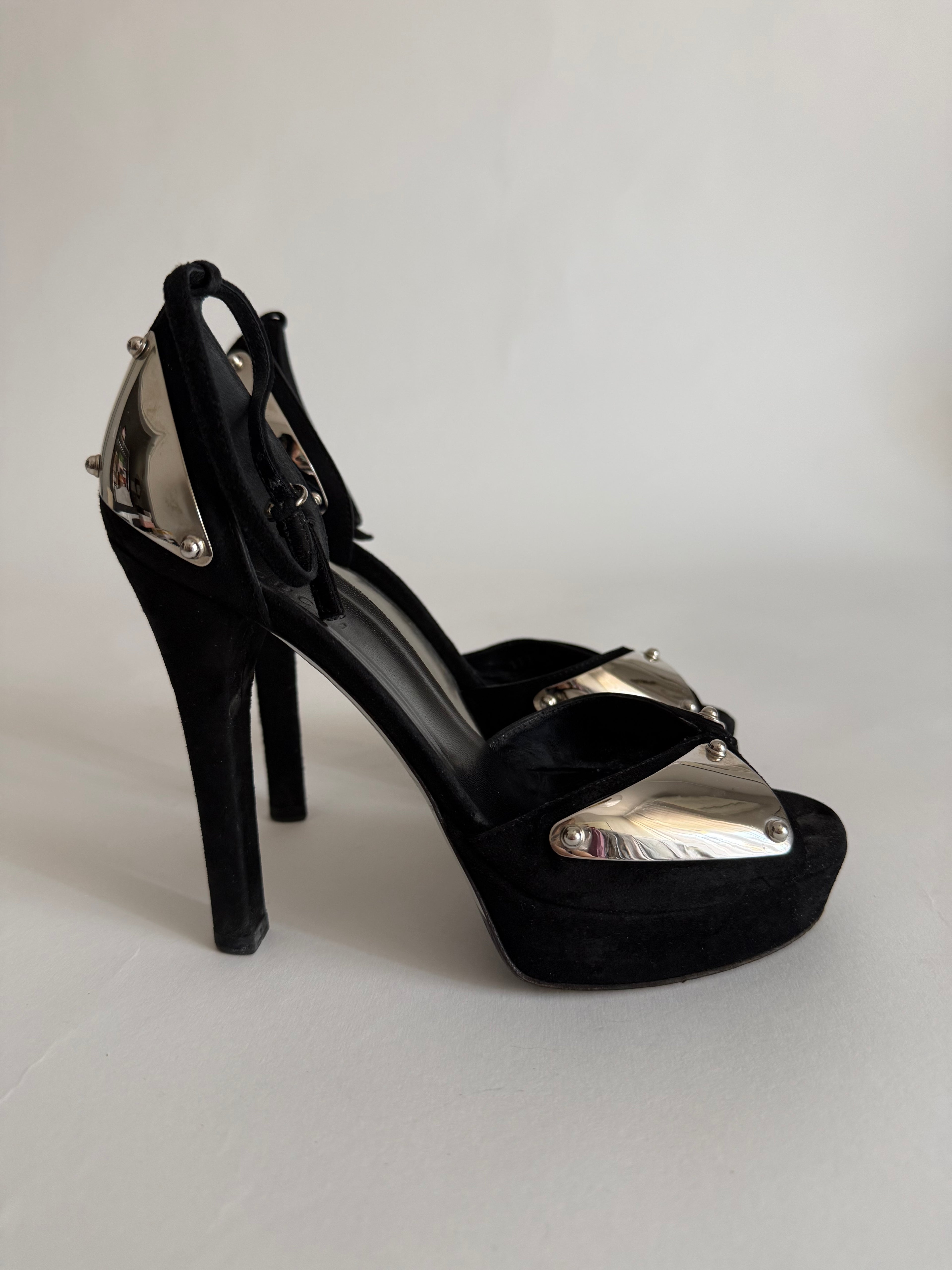 Gucci black silver heels