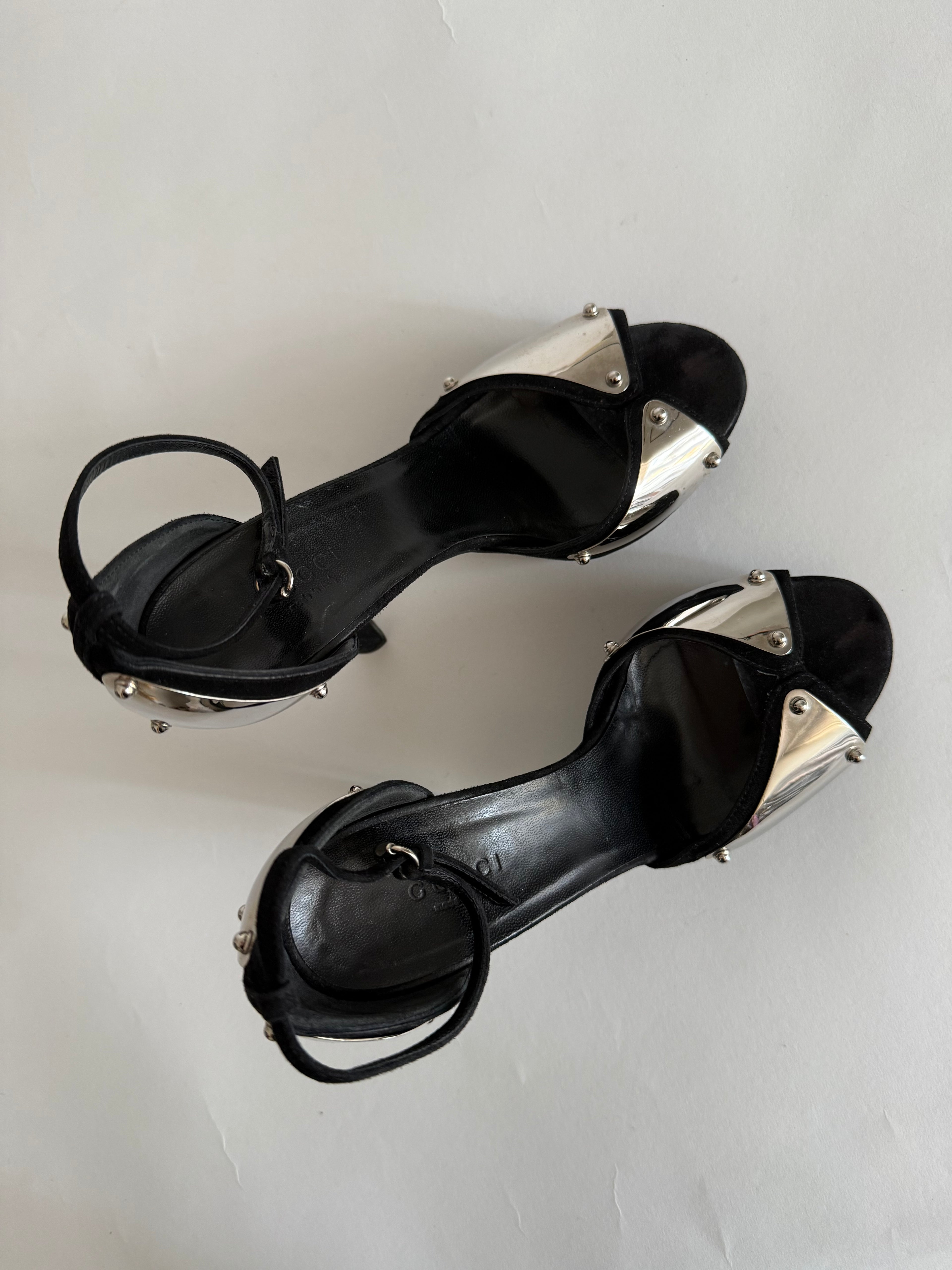 Gucci black silver heels